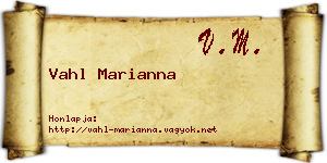 Vahl Marianna névjegykártya